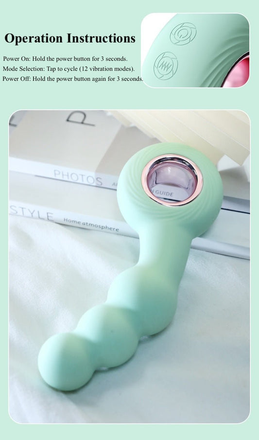 Ripple Bliss 12 - Mode Vibrating Anal Wand - Peach Secrets