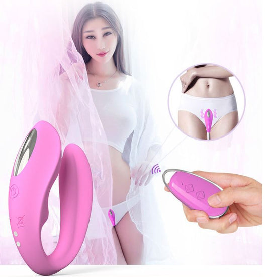 U - Gasm: Dual - Action Wearable U - Shaped Vibrator with Remote Control - Peach Secrets