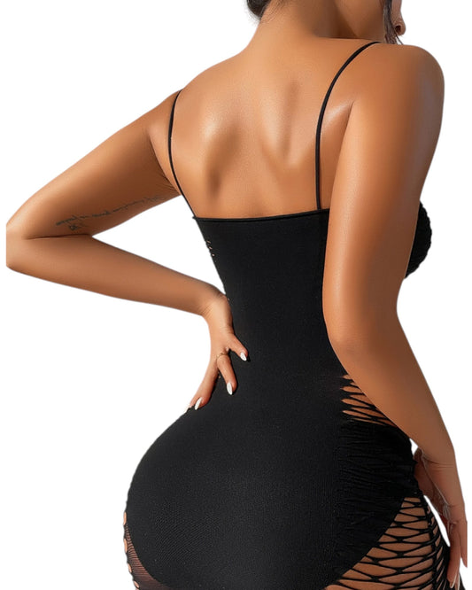 Velvet Sins Black Cutout Mini Dress – Sexy Lingerie for Bedroom & Beyond - Peach Secrets