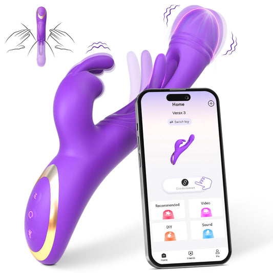 Purple vibrator with app interface on a white background.