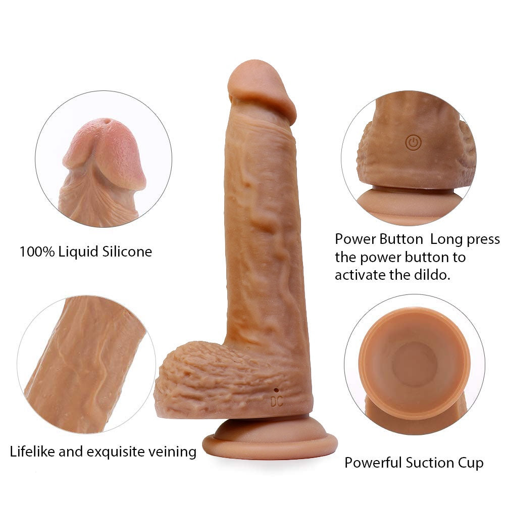 Various parts of a realistic dildo made of soft liquid silicone.
