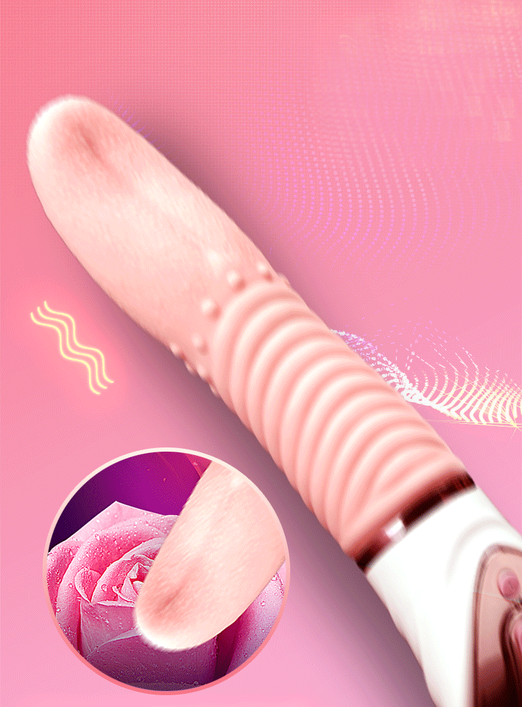 Pink vibrator with flapping action in GIF on a pink background.