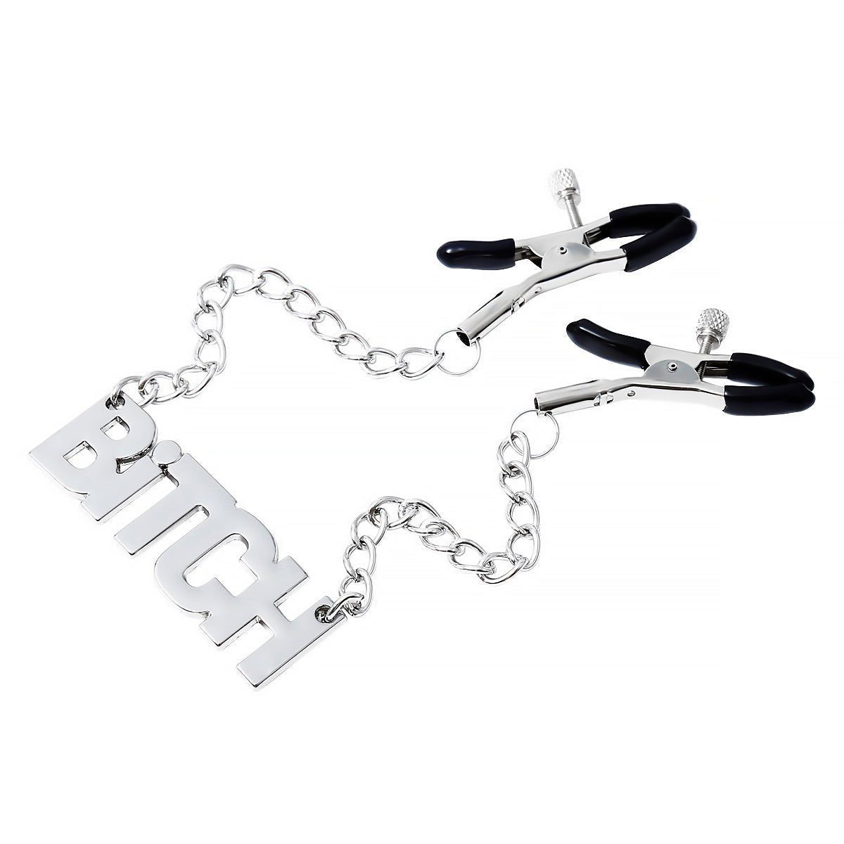 BITCH Chain Nipple Clamps - Adjustable BDSM Statement Jewelry - Peach Secrets