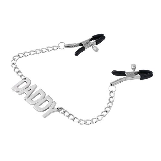 DADDY Chain Nipple Clamps - Adjustable Fetish Jewelry - Peach Secrets
