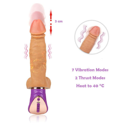 Macho Pulse - Realistic Thrusting Vibrator with Heating & Dual Stimulation - Peach Secrets