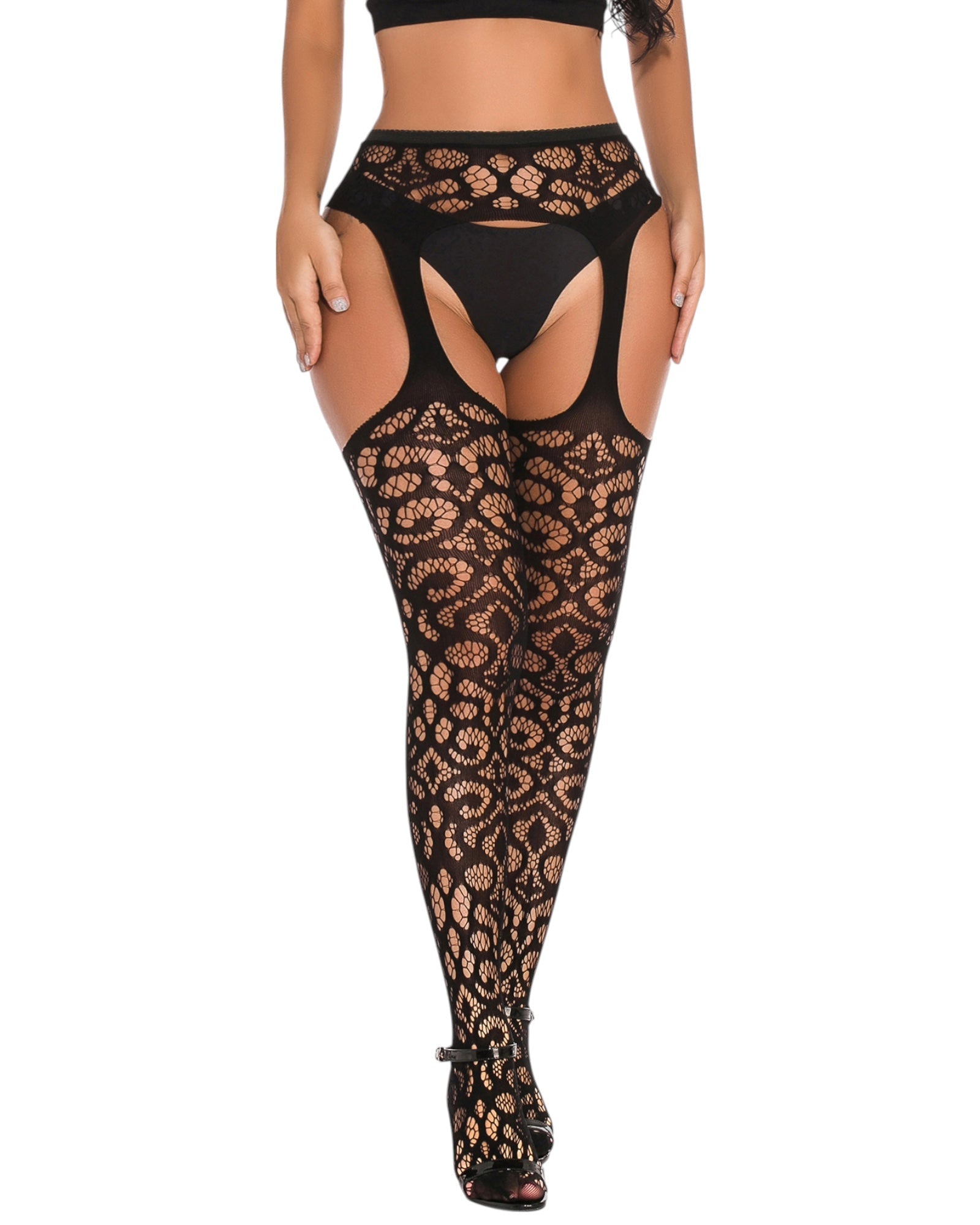 Midnight Bloom Garter - Style Lace Tights - Peach Secrets