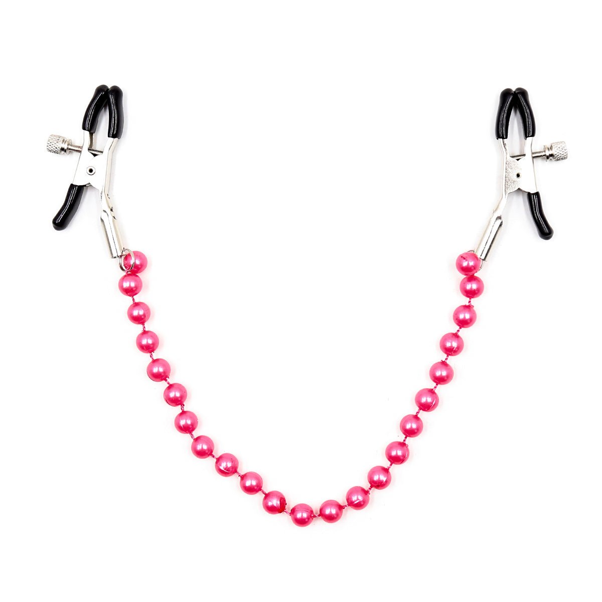 Pearl Chain Nipple Clamps - Adjustable Fetish Jewelry with Pink Beads - Peach Secrets