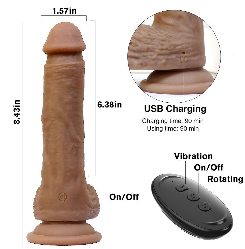 Real Deal - Strap - On Dildo with Vibration & Rotation - Peach Secrets