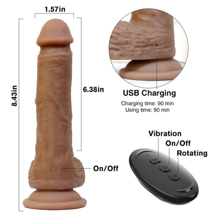 Real Deal - Strap - On Dildo with Vibration & Rotation - Peach Secrets