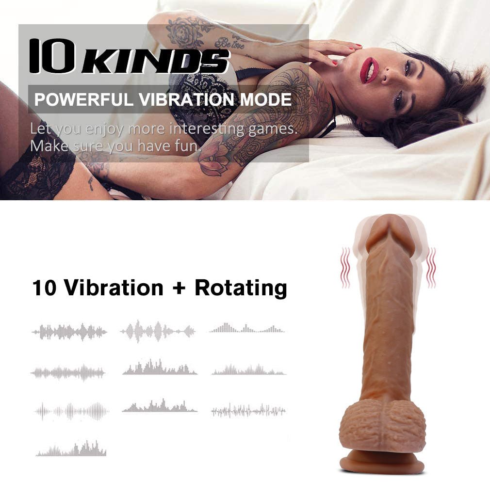 Real Deal - Strap - On Dildo with Vibration & Rotation - Peach Secrets