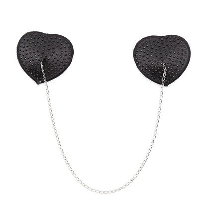 Rhinestone Heart Chain Pasties - Sparkling Nipple Jewelry with Drape Chain - Peach Secrets