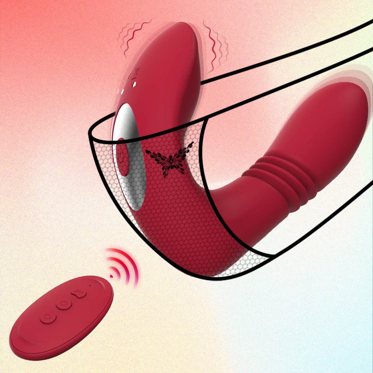 Secret Rhythm - Wearable Thrusting Vibrator with Remote Control & 15 Modes - Peach Secrets