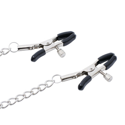SLAVE Chain Nipple Clamps - Adjustable Submissive Bondage Jewelry - Peach Secrets
