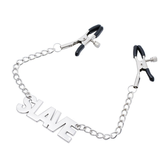 SLAVE Chain Nipple Clamps - Adjustable Submissive Bondage Jewelry - Peach Secrets