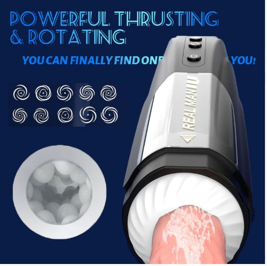 The RealMan IQ: Hands - Free Rotating & Thrusting Male Masturbator - Peach Secrets