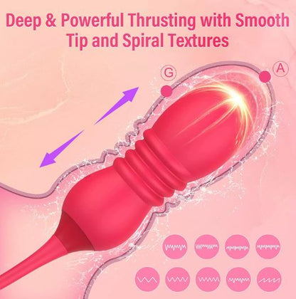 The Velvet Rose: Dual - Action Wagging & Thrusting Wand - Peach Secrets