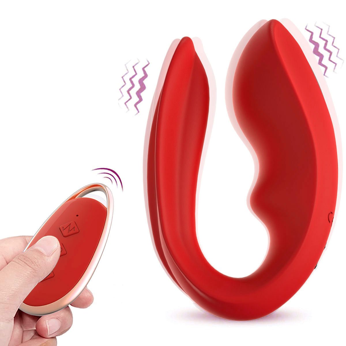 U - Gasm: Dual - Action Wearable U - Shaped Vibrator with Remote Control - Peach Secrets
