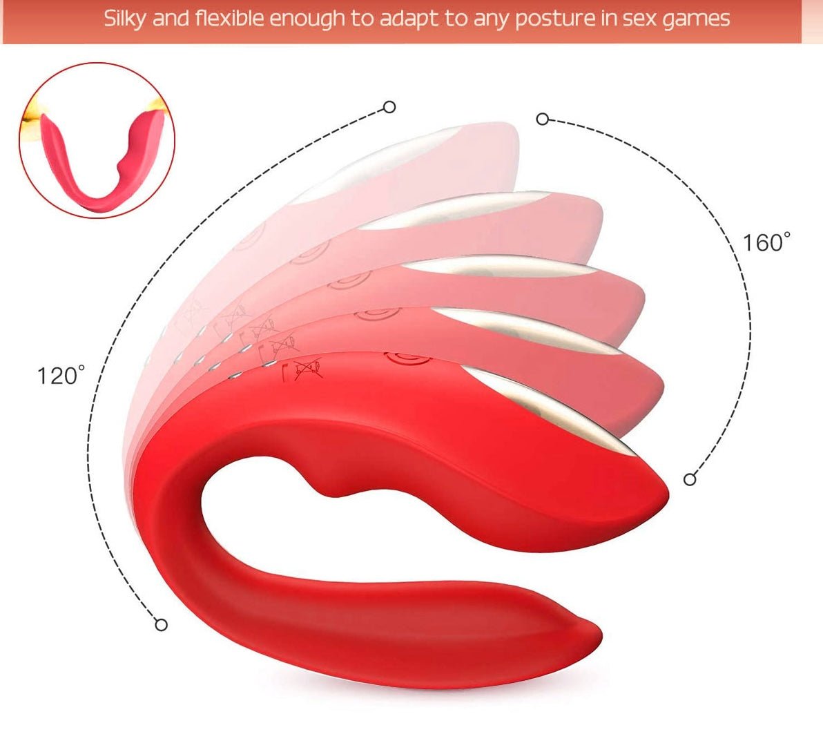 U - Gasm: Dual - Action Wearable U - Shaped Vibrator with Remote Control - Peach Secrets