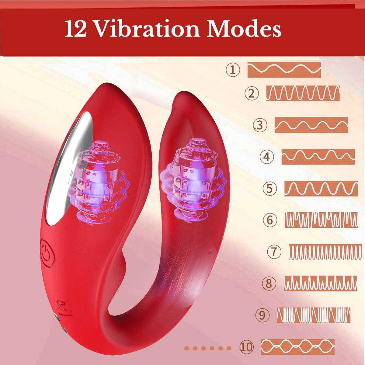 U - Gasm: Dual - Action Wearable U - Shaped Vibrator with Remote Control - Peach Secrets