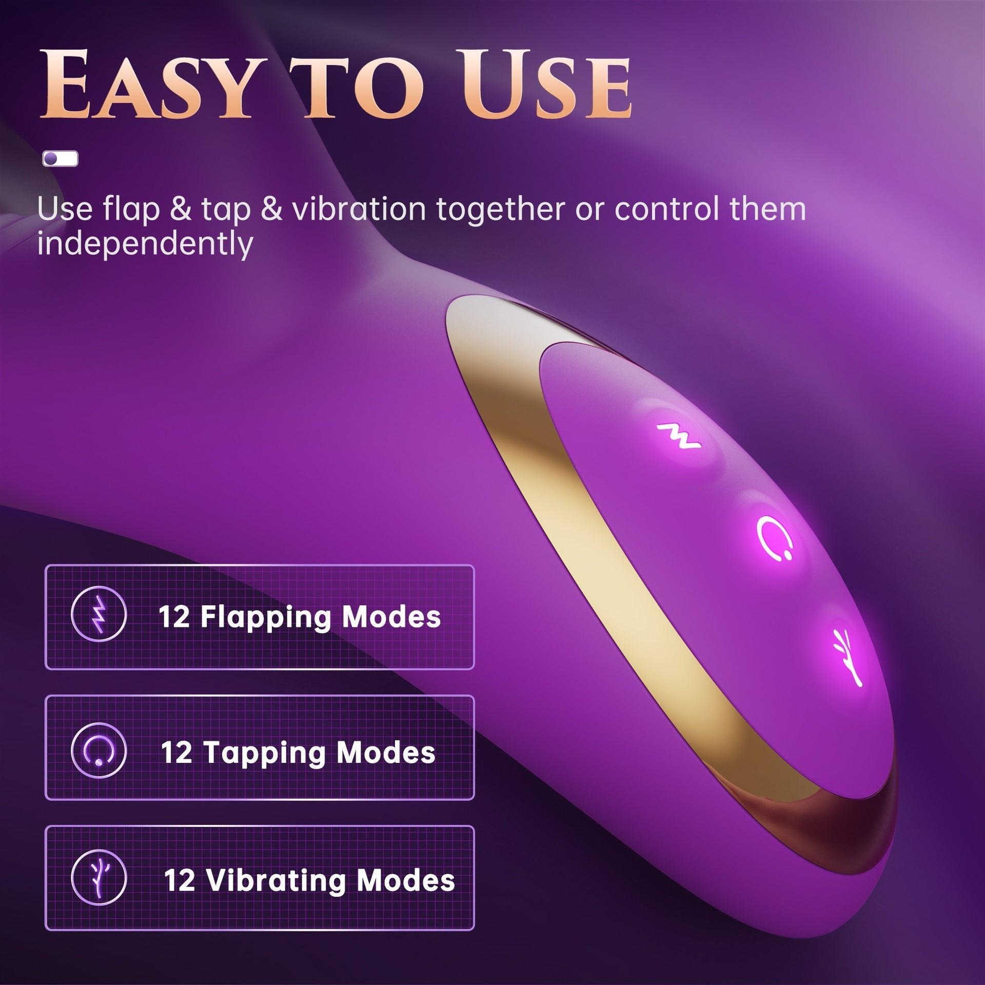 Velvet Bliss - 3 - in - 1 Flapping & Tapping Vibrator with 36 Modes of Bliss - Peach Secrets